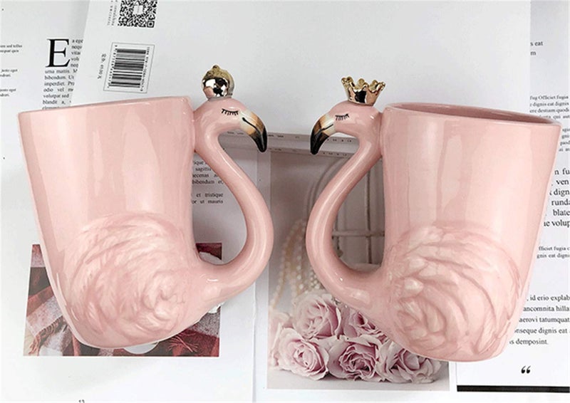 Renawe 16 oz Cute Pink Coffee Mug Ceramic Flamingo Gift Unique Cups Mom Day Gift for Women Her Grandma Pretty Mug Funny Coffee Cup Funky Xmas Presents for Girlfriend Decorative Animal Decor Christmas Mugs - Image 5